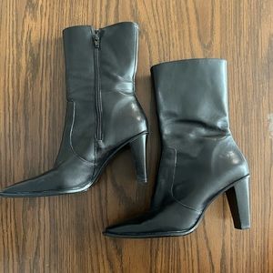 Nine West square toe heel black boots size 6